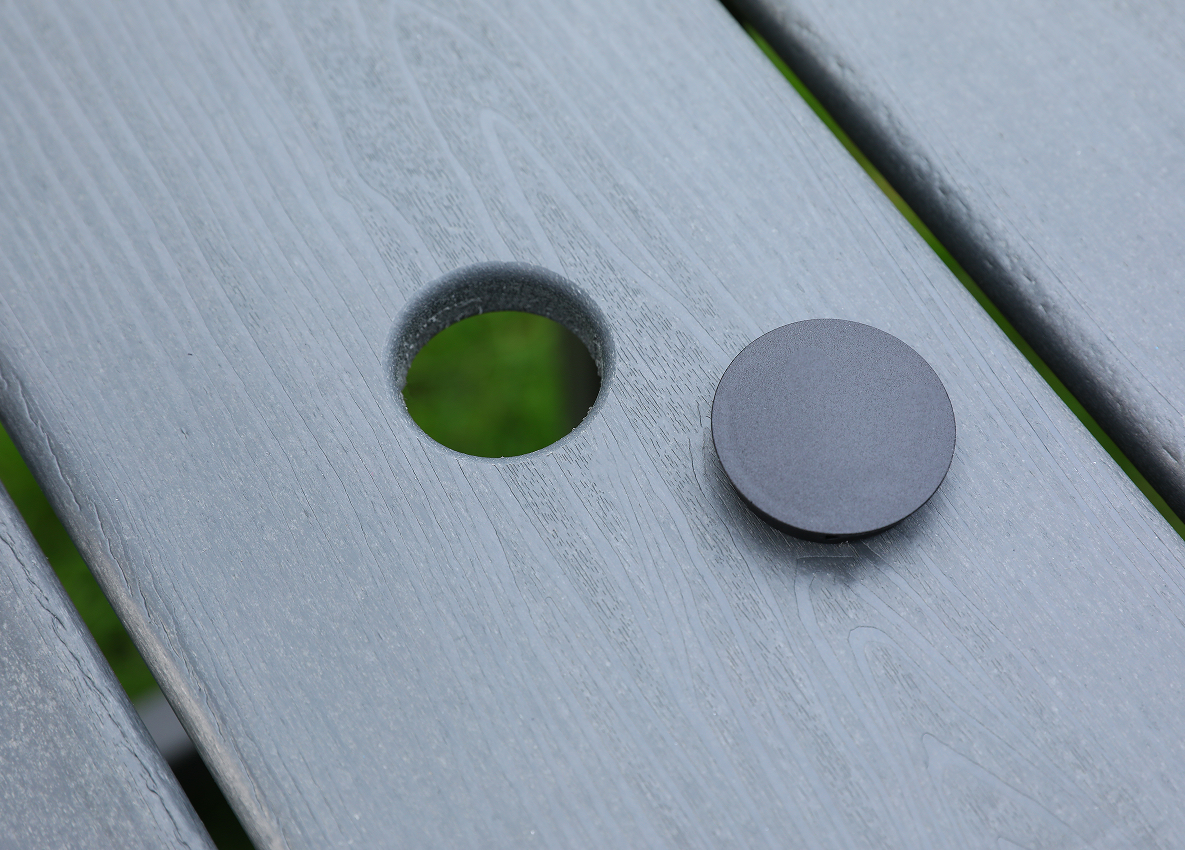 Grå HDPE 6-delad uteservering med vertikalt ryggstöd