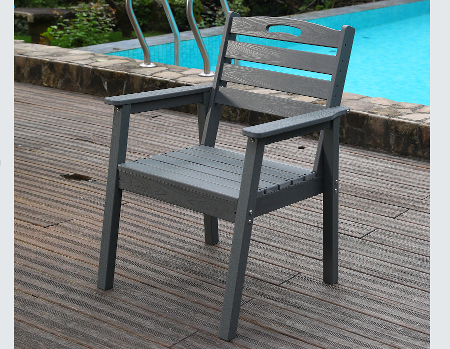 Slate Grey Single Cross Back HDPE matstol