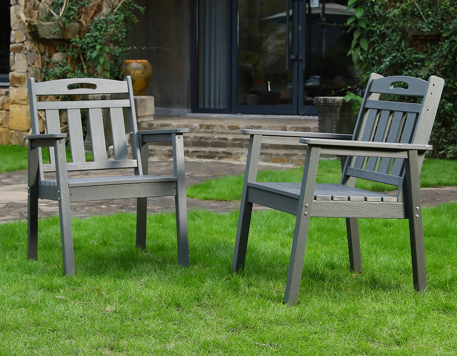 Skiffergrå 2-pack upprätt HDPE Adirondack matstol