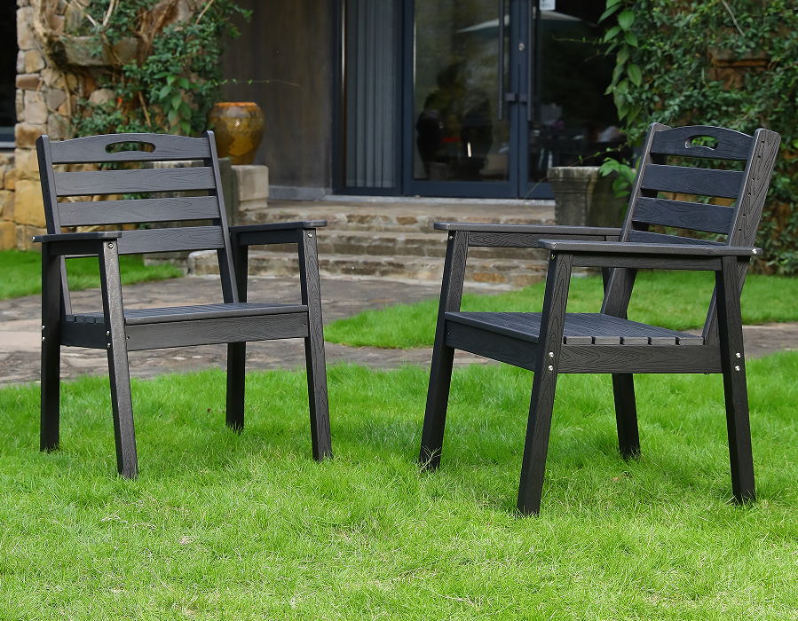 Svart 2-pack Cross Back HDPE Adirondack matstol