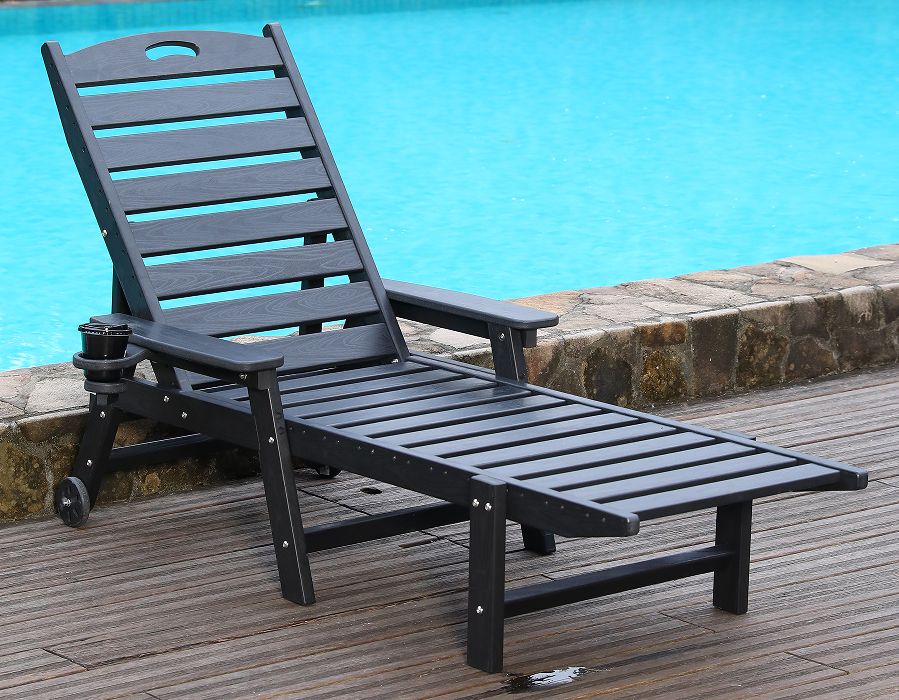 Midnight Black HDPE Handtag-Ready Adirondack Lounge Chair