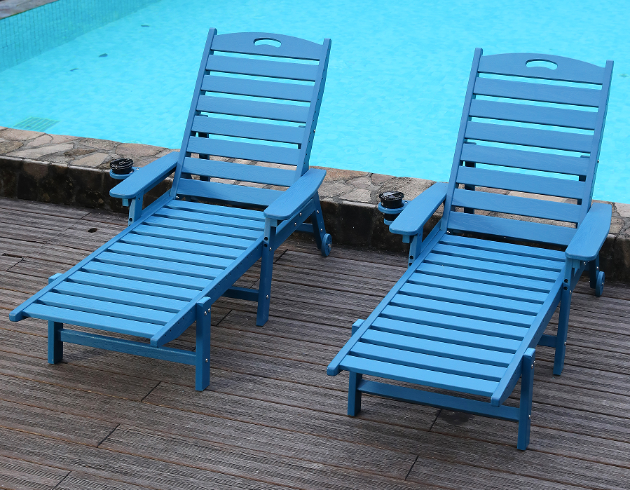 Serene Ocean Blue 2-pack HDPE Liggande Adirondack Set