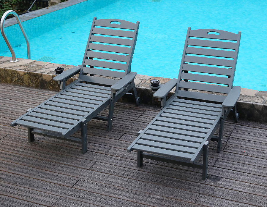 Storm Grey 2-Pack HDPE Liggande Adirondack Lounge Set