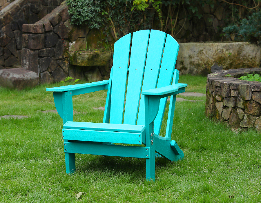 Livlig turkos HDPE Frog Adirondack stol
