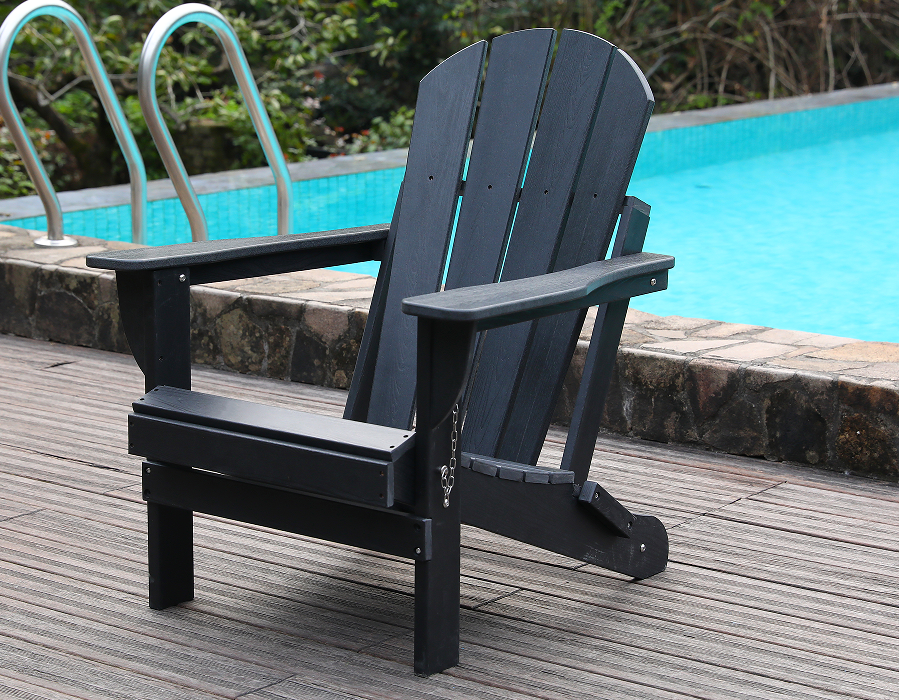 Svart All-Weather HDPE Adirondack Frog Stol