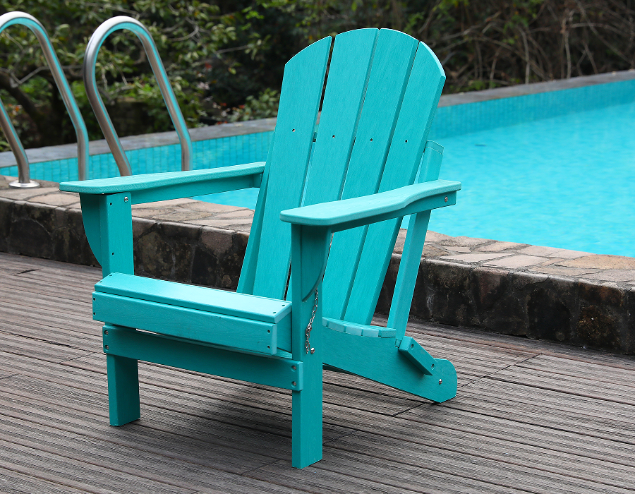 Livlig turkos HDPE Frog Adirondack stol