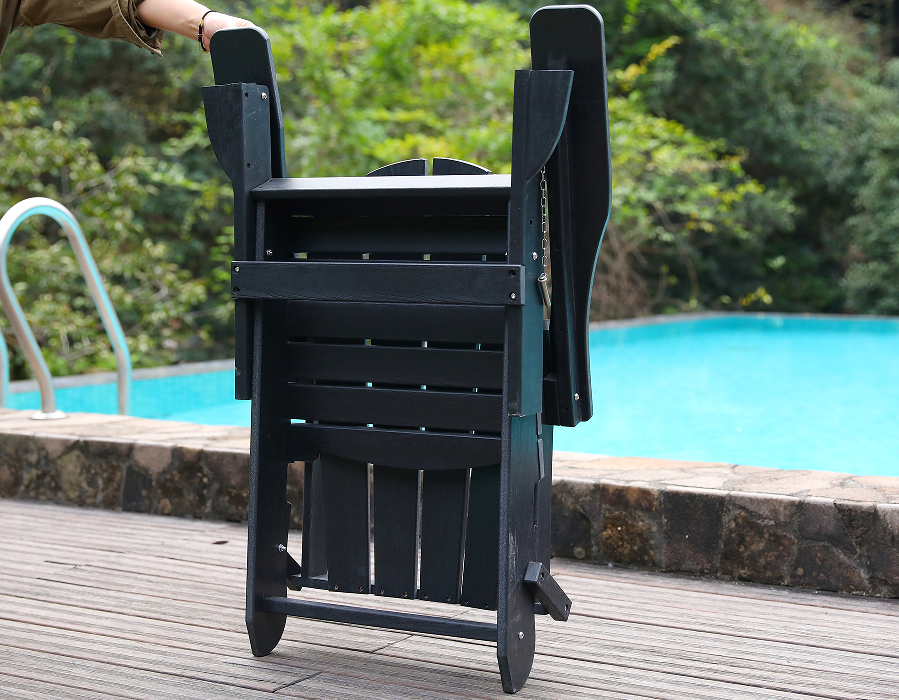 Svart All-Weather HDPE Adirondack Frog Stol