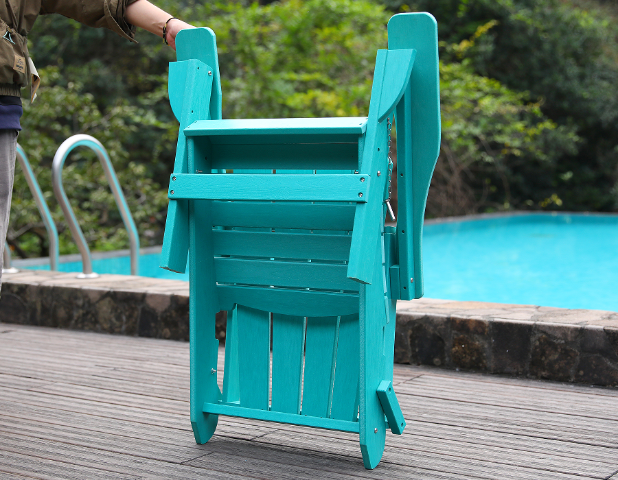 Livlig turkos HDPE Frog Adirondack stol