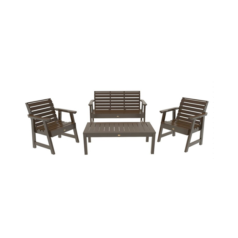 Soffset för uteplats – 4 delar (Loveseat, fåtöljer, soffbord)