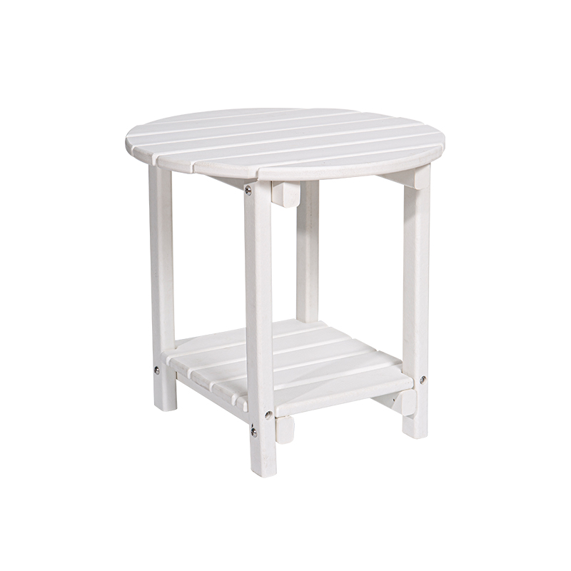 White Wood Grain Effect Runt multifunktionellt bord HDPE-material med fyrkantigt förvaringsställ
