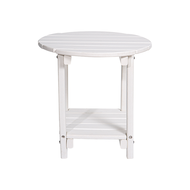 White Wood Grain Effect Runt multifunktionellt bord HDPE-material med fyrkantigt förvaringsställ